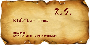 Kléber Irma névjegykártya