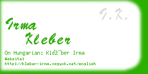 irma kleber business card